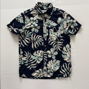 American Eagle Men's Palm Button Down Short Sleeve Poolside Shirt Teal S